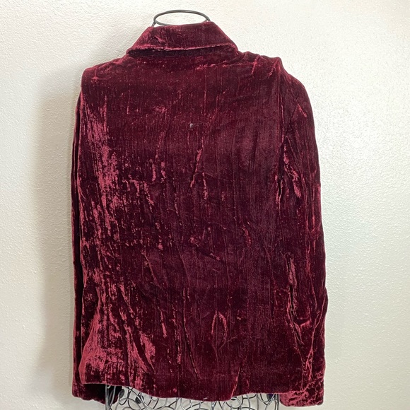 Coldwater Creek crushed velvet burgundy shirt jacket blazer size petite L - Picture 4 of 6